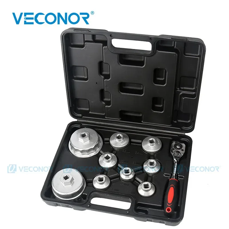 Oil Filter Wrench Cap Engine Filter Sleeve Tool Oil Filter Removal Wrench Socket Set with Special Spanner Portable Storage Case