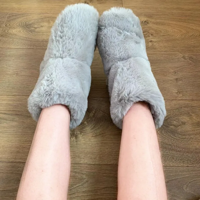 

House Womens Slipper Boots Winter Fur Contton Warm Plush Indoor Flat Fuzzy Fluffy Female Room Shoes Home Flip Flop Ladies Slide