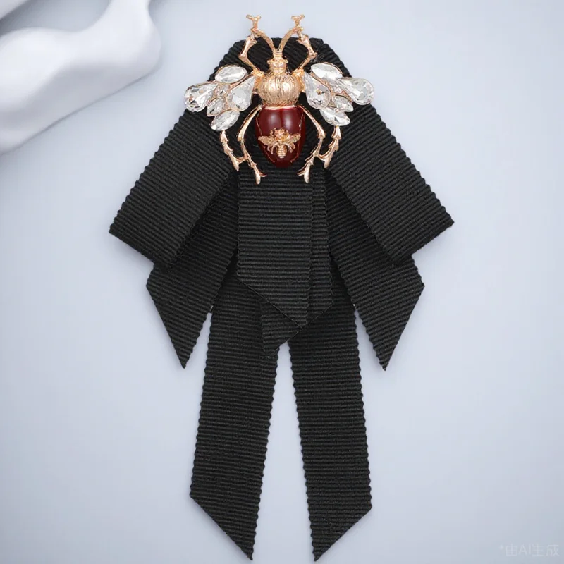 1 Stuks Retro Bee Bowtie Zwart Voorgebonden Boog Broche Pin Vrouwen Kraag Shirt Accessoires Elegante Bee Boog broche Voor Bruiloft