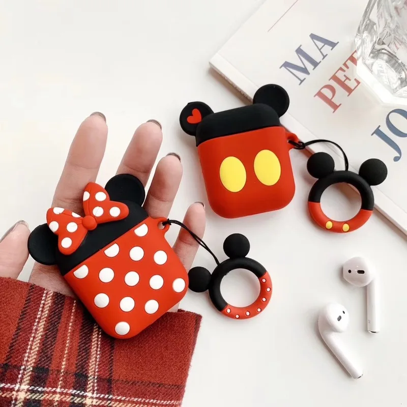 Mickey Minnie 3D Cartoon Protective Earphone Silicone Cover For Airpods Pro 2 Case/Airpods 4 3 2 1 Case For Lovers view 3