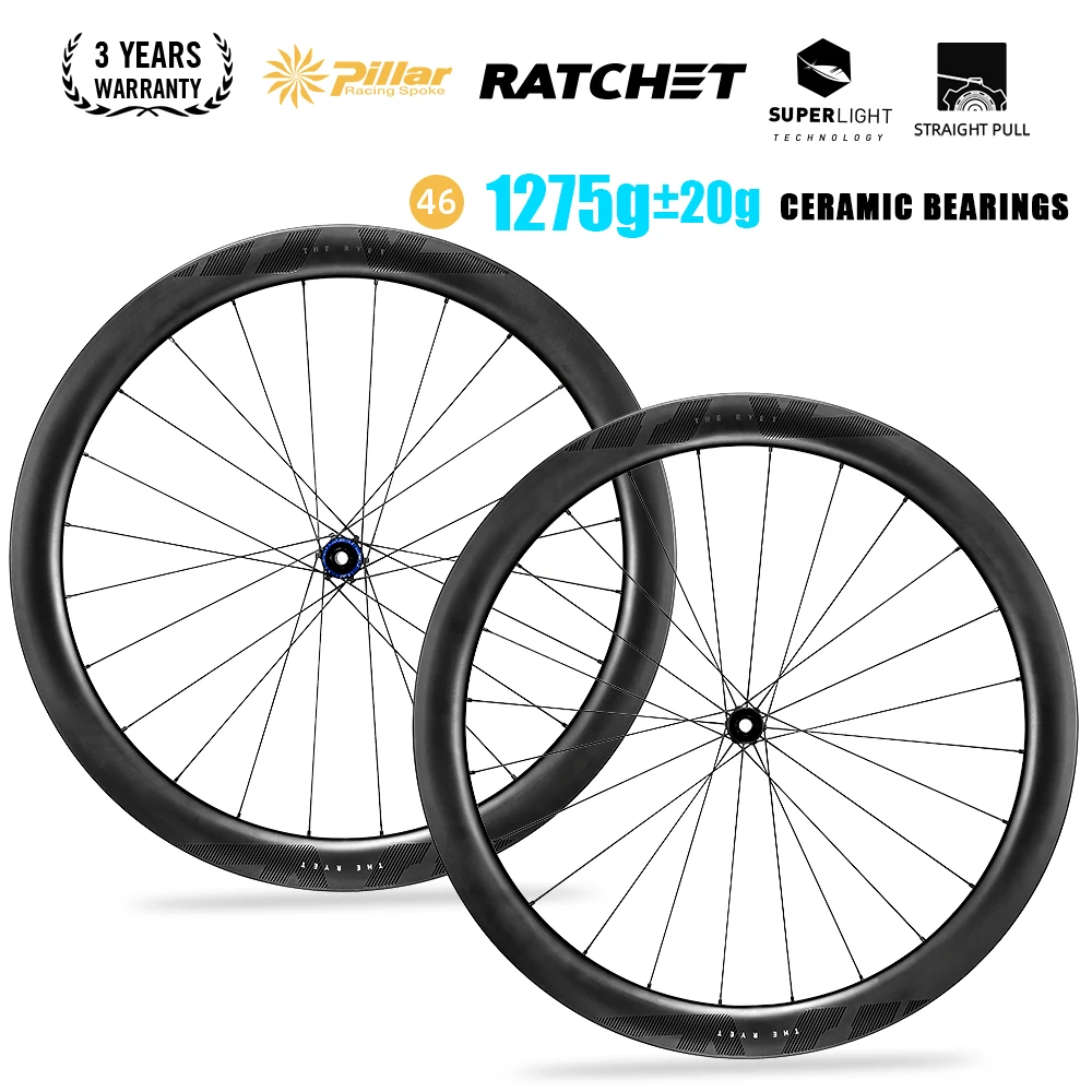 

RYET Super Light Road Carbon Disc Brake Ratchet 36T Hub Bicycle Wheel Wheelset Tubless Clincher Cycling Rims Bike Accessories