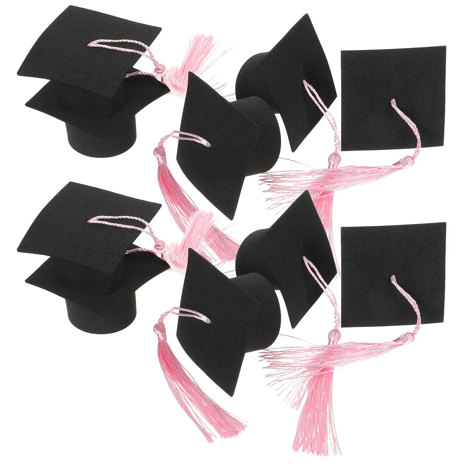 

10pcs Graduation Cap Cake Decor Mini Bachelor Hat nament Pink Tassel Cupcake Topper Dessert Accessory Safe Material