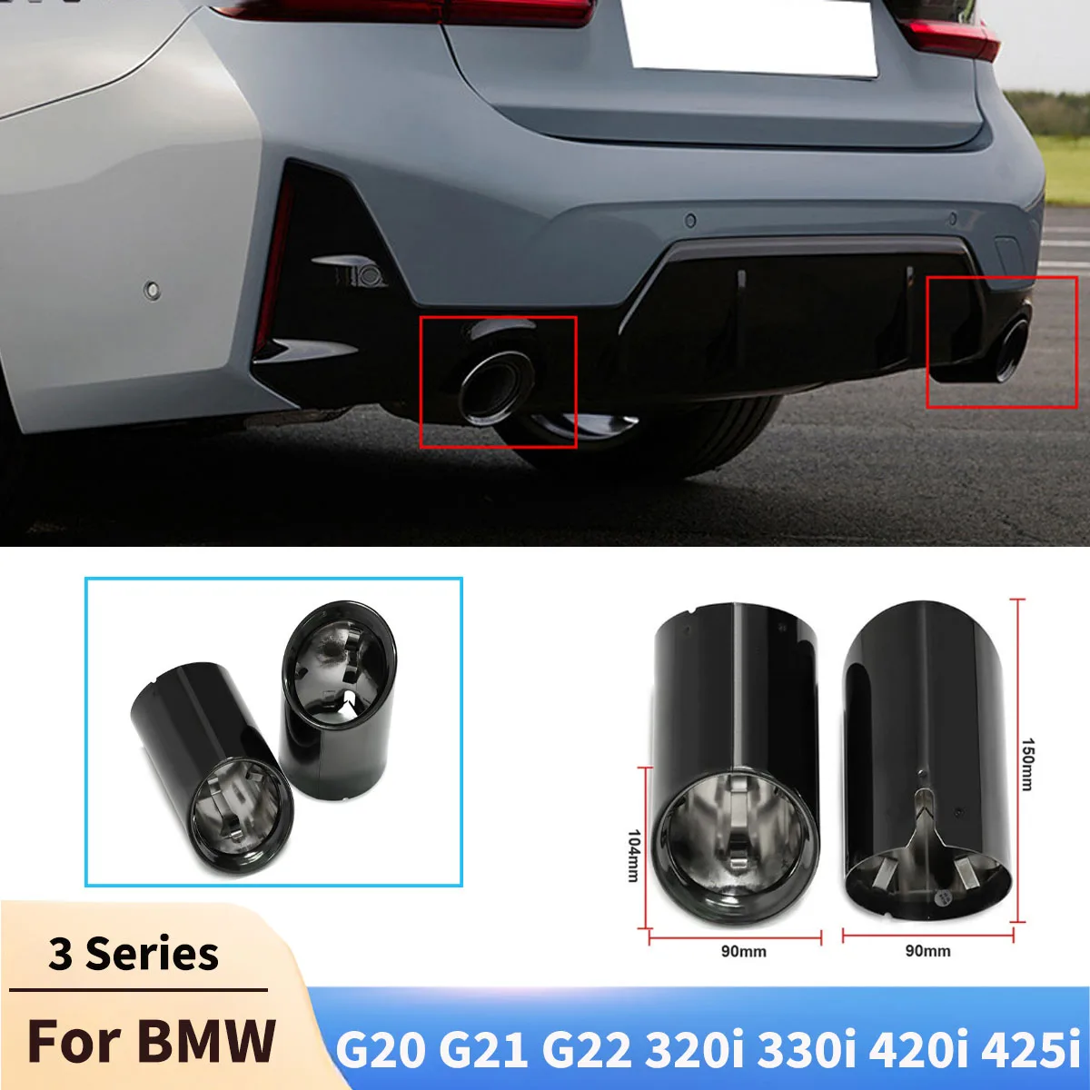 

Для BMW 3 серии G20 G21 G22 320i 330i 420i 425i Замена выхлопной системы Хвостовое горло Декоративная крышка Комплект кузова Тюнинг