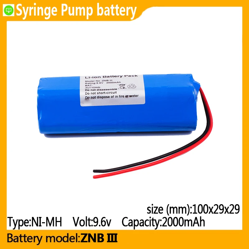 

ZNB III capacity 2000mAh 9.6v NI-MH battery, suitable for ZNB -300,ZNB-500,ZNB-600,ZNB-1000,ZNB-1200,Syringe Pump