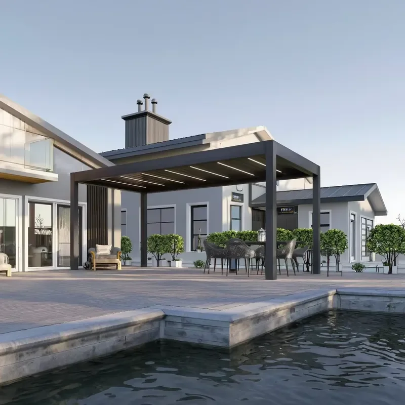 Amas Customized Wind and Rain Proof Aluminium Louvre Roof Deck Pergola for Patio