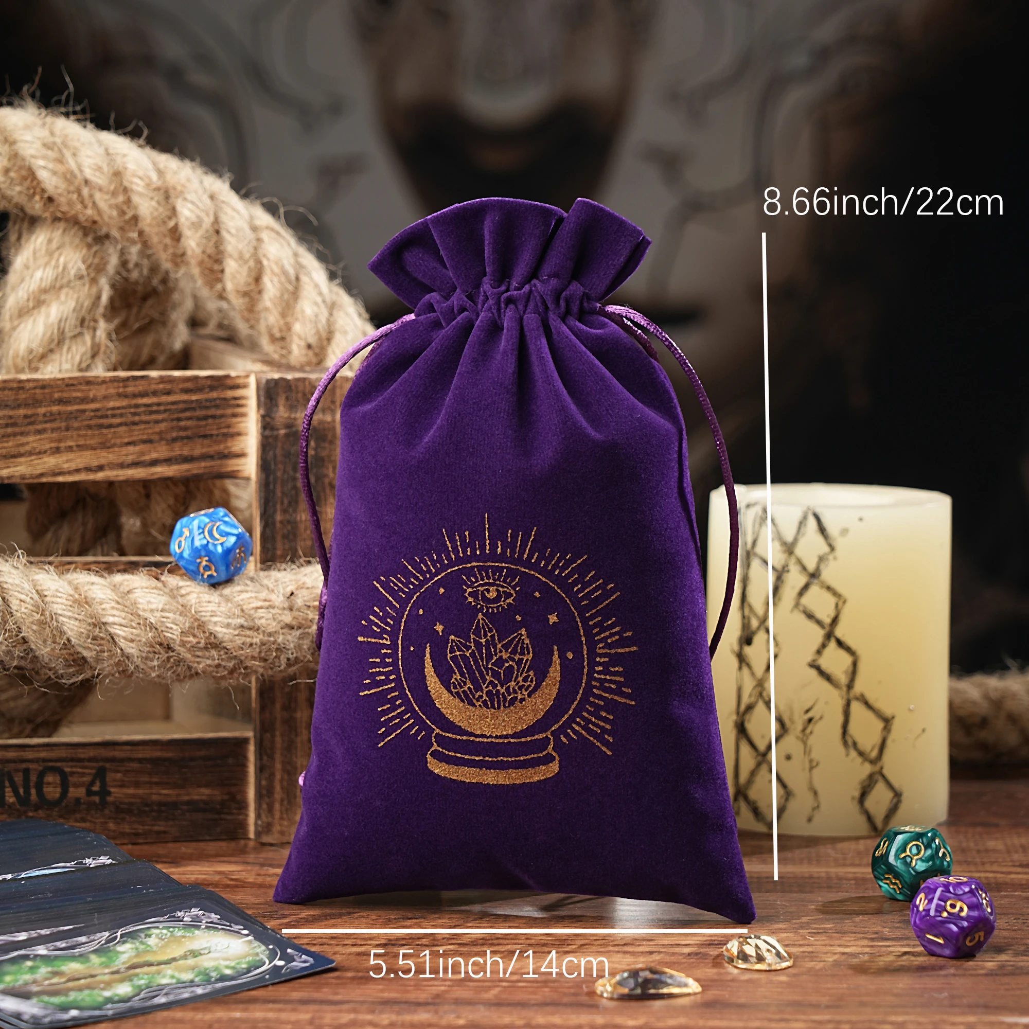 1pc 14x22cm Larger Velvet Tarot Storage Bag Board Game Cards  Drawstring Package Witchcraft Supplies for Altar Dice Tarot Pouch
