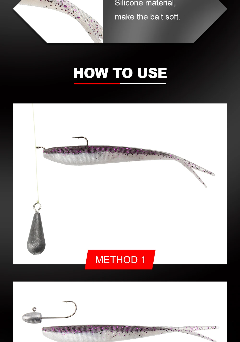 Spinpoler 2" 3" 4" weiche Angelköder Jerk Minnow Shad Drop Shot Soft Bait Swimbait Split Tail für Bass Forelle Pike Walleye Pesca – Detail 4