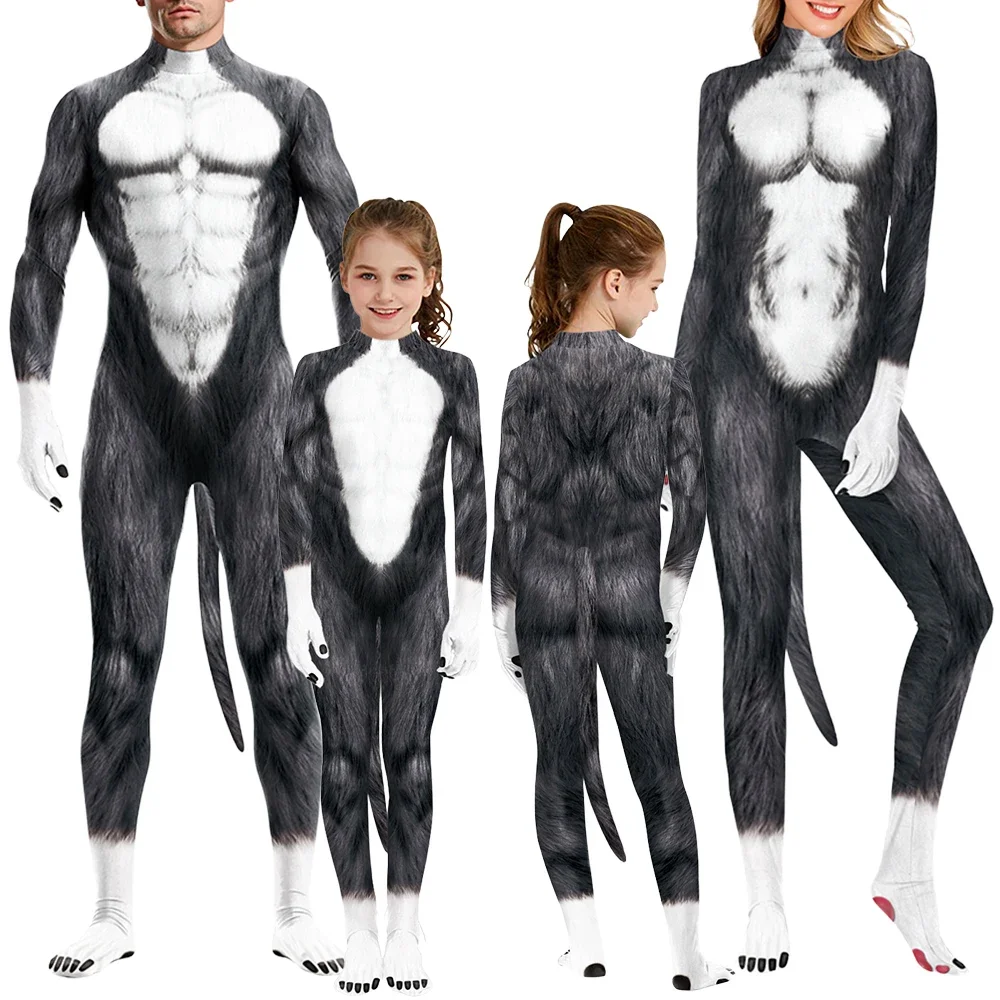 

Halloween Costumes Cosplay Animal Print Bodysuit Pet Suit Erformances for Adult Child Parent-Child Annual Party Performance Sets