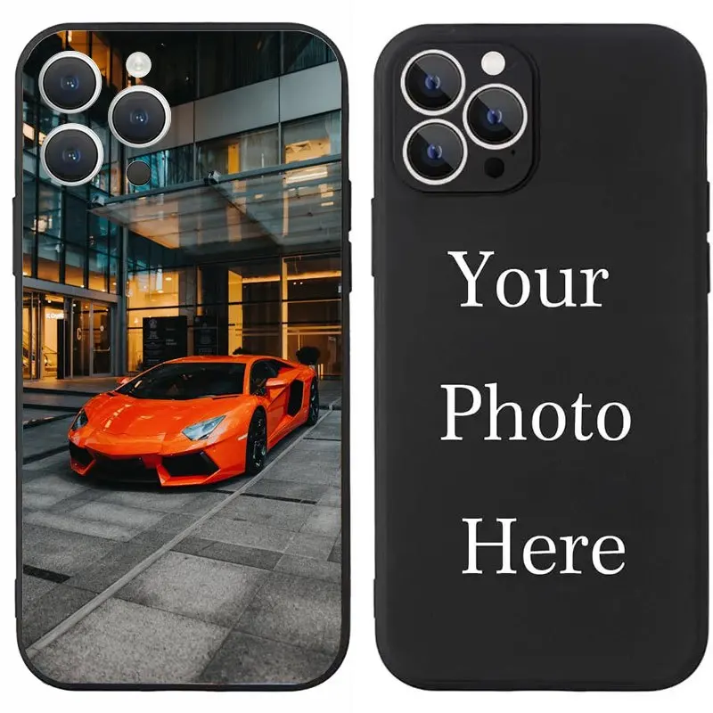 DIY Photo Customized Black Frosted Case For iPhone 16 16e 15 14 13 12 11 Pro Max Mini SE 2020 2022 XS XR 6s 7 8 Plus back cover - náhled 5