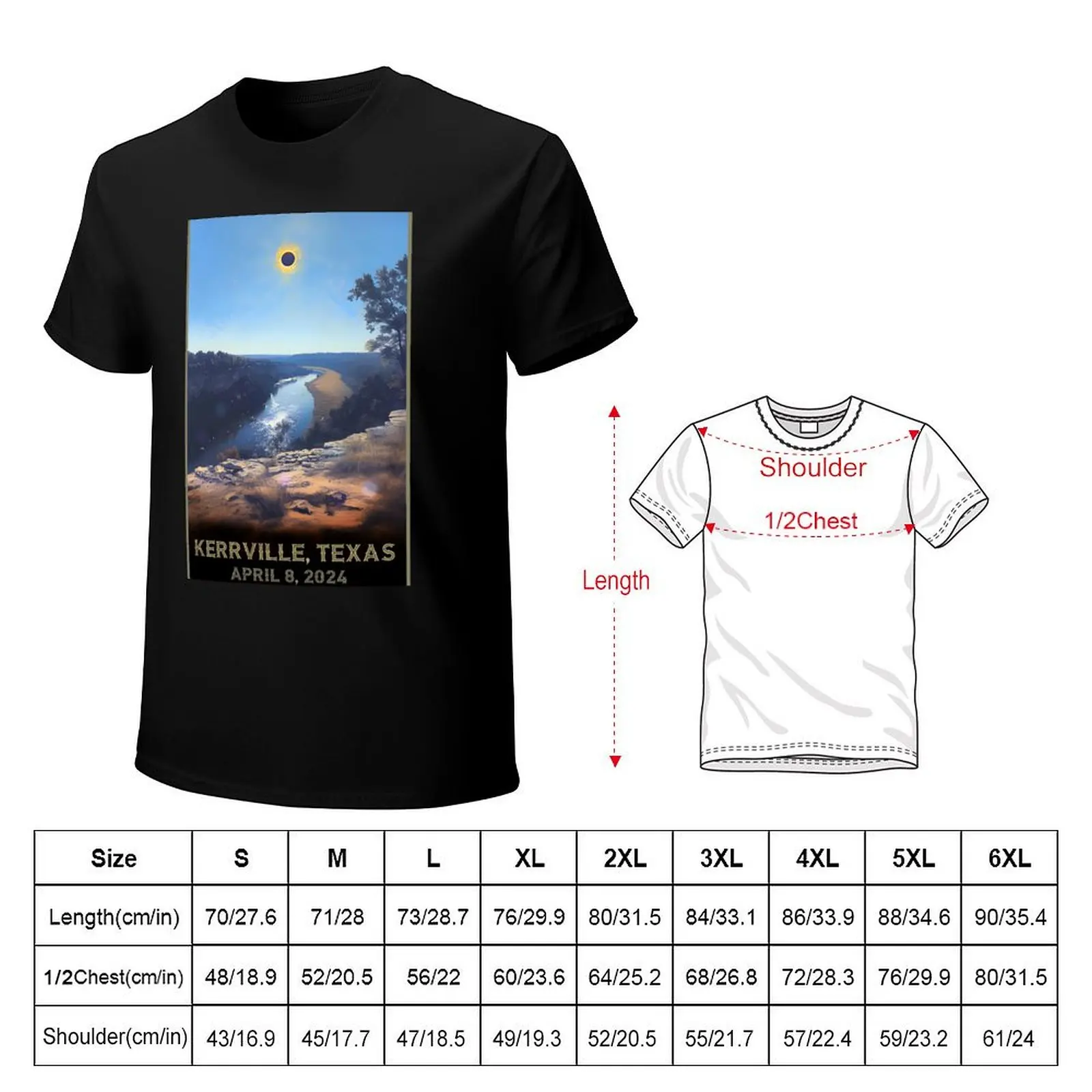 Kerrville, TX Eclipse T-Shirt korean fashion Funny t-shirt cotton man t-shirts sublime plain black t shirts men