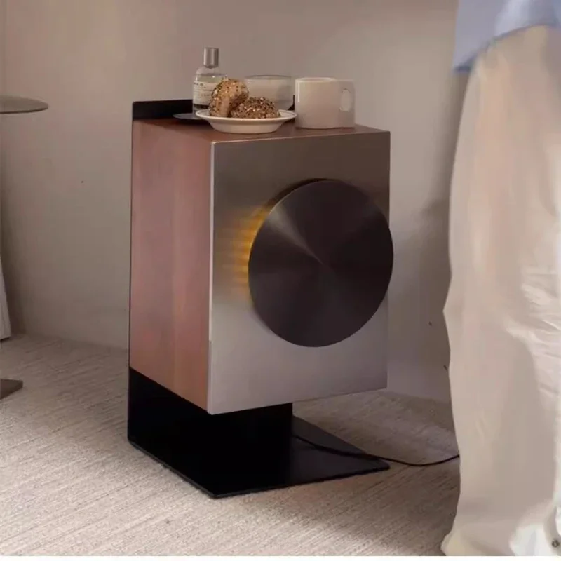 Bedside Storage Cabinet Small Cherry Bedroom Locker with Light