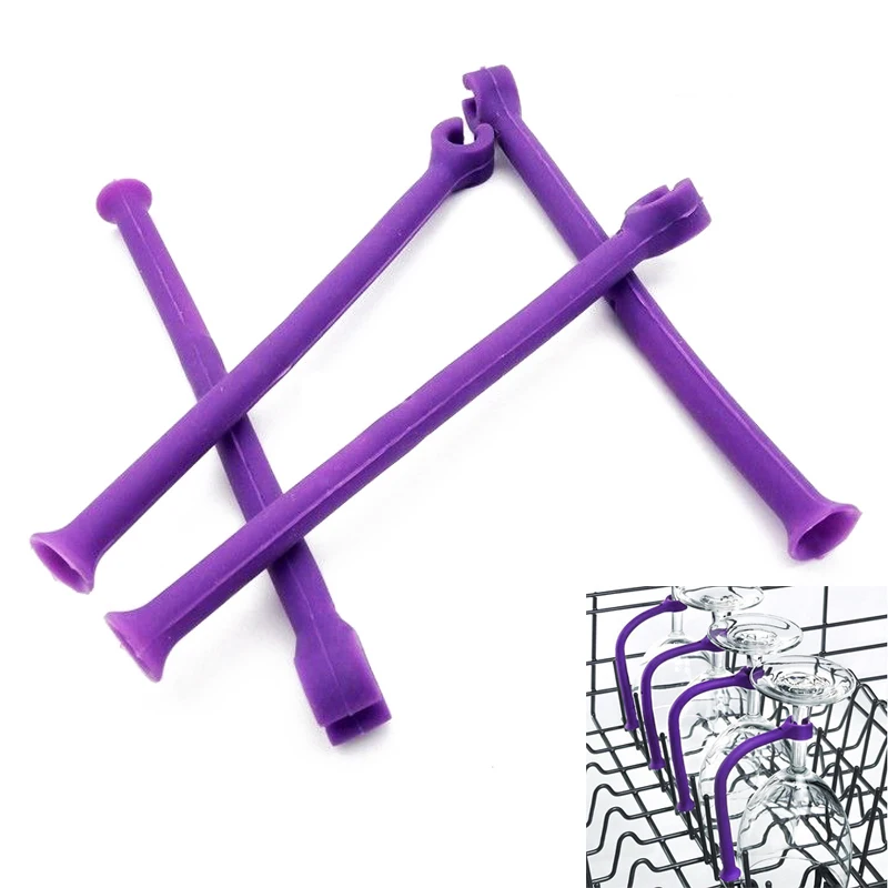 Stemware saver lavavajillas flexible, Juego de 4 para copas de vino, cristalería fija