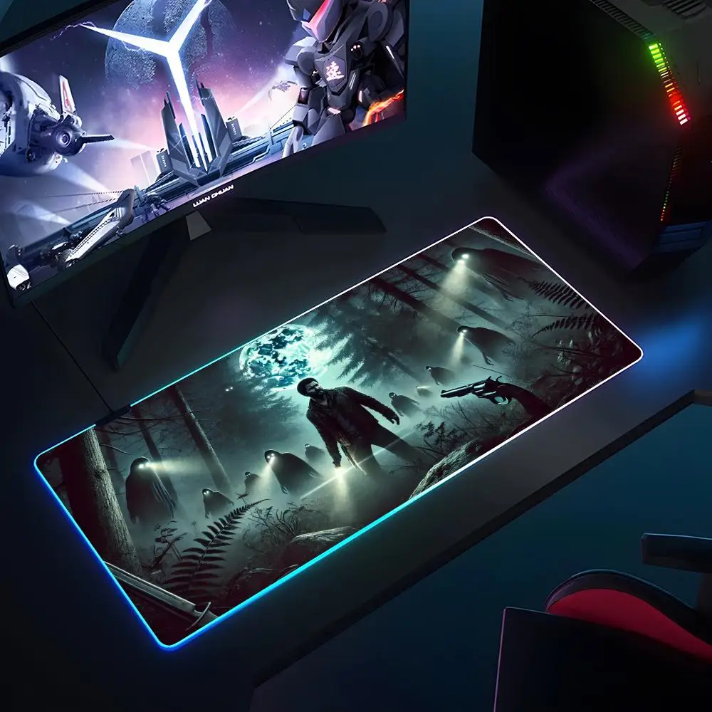 Game Alan Wake 2 Mouse Pad RGB Luminous 900x400x3mm Thickened  Large Table Pad Encrypted Anti Skid Super Large Mouse Pad image 6