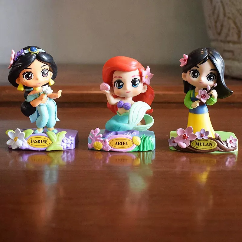 Disney Princess Garden Dream Series Blind Box Q Version Action Figures Snow White Belle Rapunzel Cake Topper Toy for Girls Gift view 4