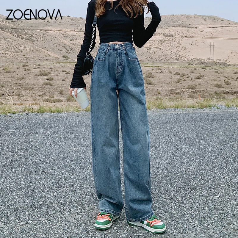 

ZOENOVA Vintage 90S Baggy Straight Denim Trousers Female Y2K High Waist Loose Wide Leg Jeans Women Street All Match Casual Pants