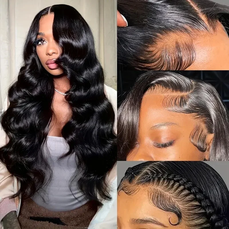 Lace Front Wigs Human Hair Body Wave Lace Frontal Wigs200 Density Transparent Human Hair Wigs 13×4 1B