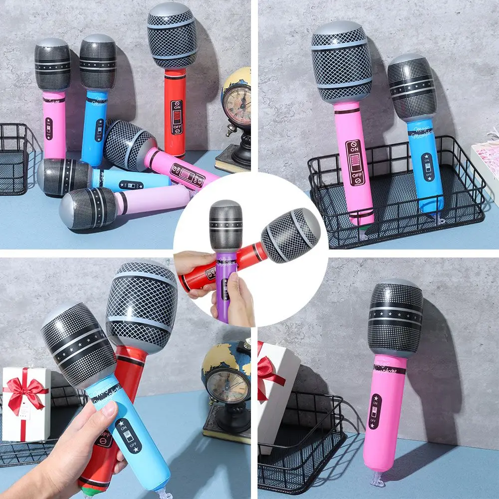 12Pcs Gifts Musical Concert Themed Party Role Play Stage Photo Props Inflated  Blow Up Inflatable Microphones