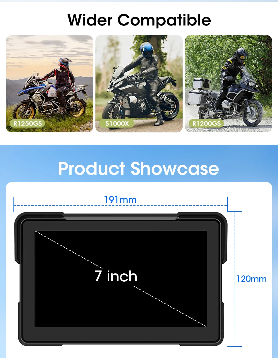 Srnubi 7-Zoll-Motorradradio für BMW R1200GS/ R1250GS/ R1300GS /S1000XR, kabelloses Carplay und Android Auto, GPS-Navigation, PND – Detail 14