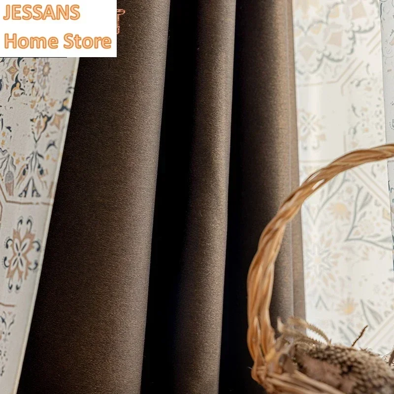 

Custom Size Thickened Chenille Digital Printed Curtain Fully Blackout Living Room Bay Window Finished Curtains Screen Shutter