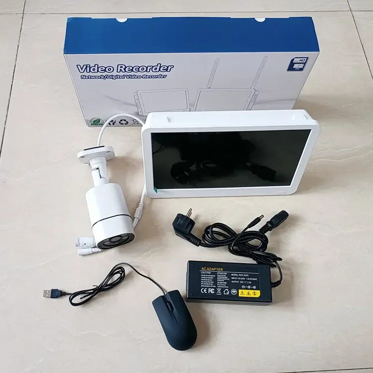 نظام كاميرا Jianvision 4K 8MP IP 4 قنوات تطبيق خارجي مع شاشة NVR وقرص القرص الصلب مقاس 12 بوصة