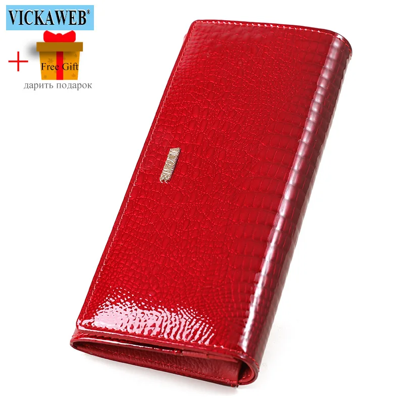 Free Gift Women Wallet Golden Logo Magnetic Snap Leather Female Long Clutch Ladies Fashion Zipper Purse Crocodile Money Bags