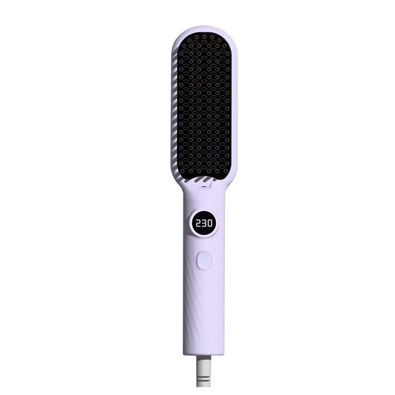 Professional Hair Straightening Brush with Adjustable Temperature, Ceramic Ionic Straightener Comb
