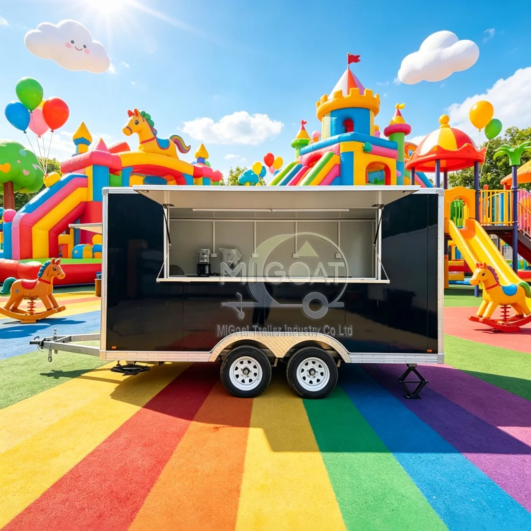 Customizable Tandem Axle Mobile Food Trailer Stainless Steel Interior Food Vending Truck For Outdoor Fair Festival Commercial