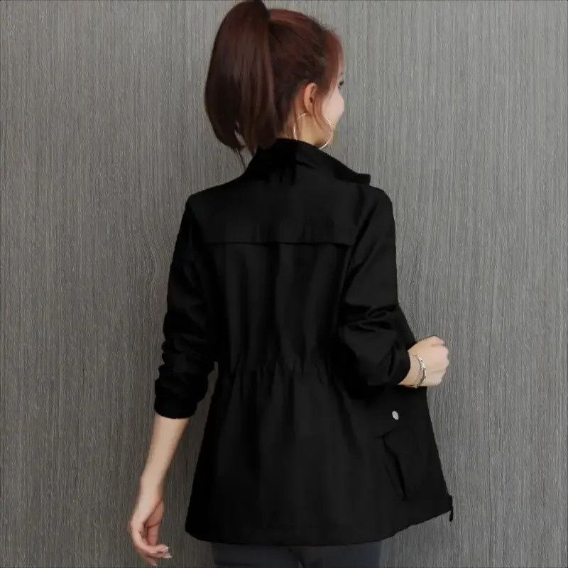 FASHION Women Double Layer Windbreaker Autumn Casual Slim Coat Fashion Plus Size 4Xl Stand-Up Collar Ladies Jacket