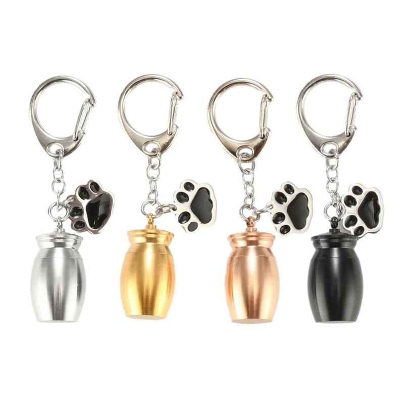 Pet Memorials Small Urns for Dog and Cats Ashes,Mini Stainless Steel Cremation Urns, Pet Paw Keepsakes Urns Keychain