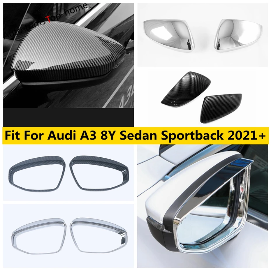 

Rear View Mirror Rain Eyebrow Shade Guard Visor / Caps Cover Trim Fit For Audi A3 8Y Sedan Sportback 2021 - 2024 Car Accessories