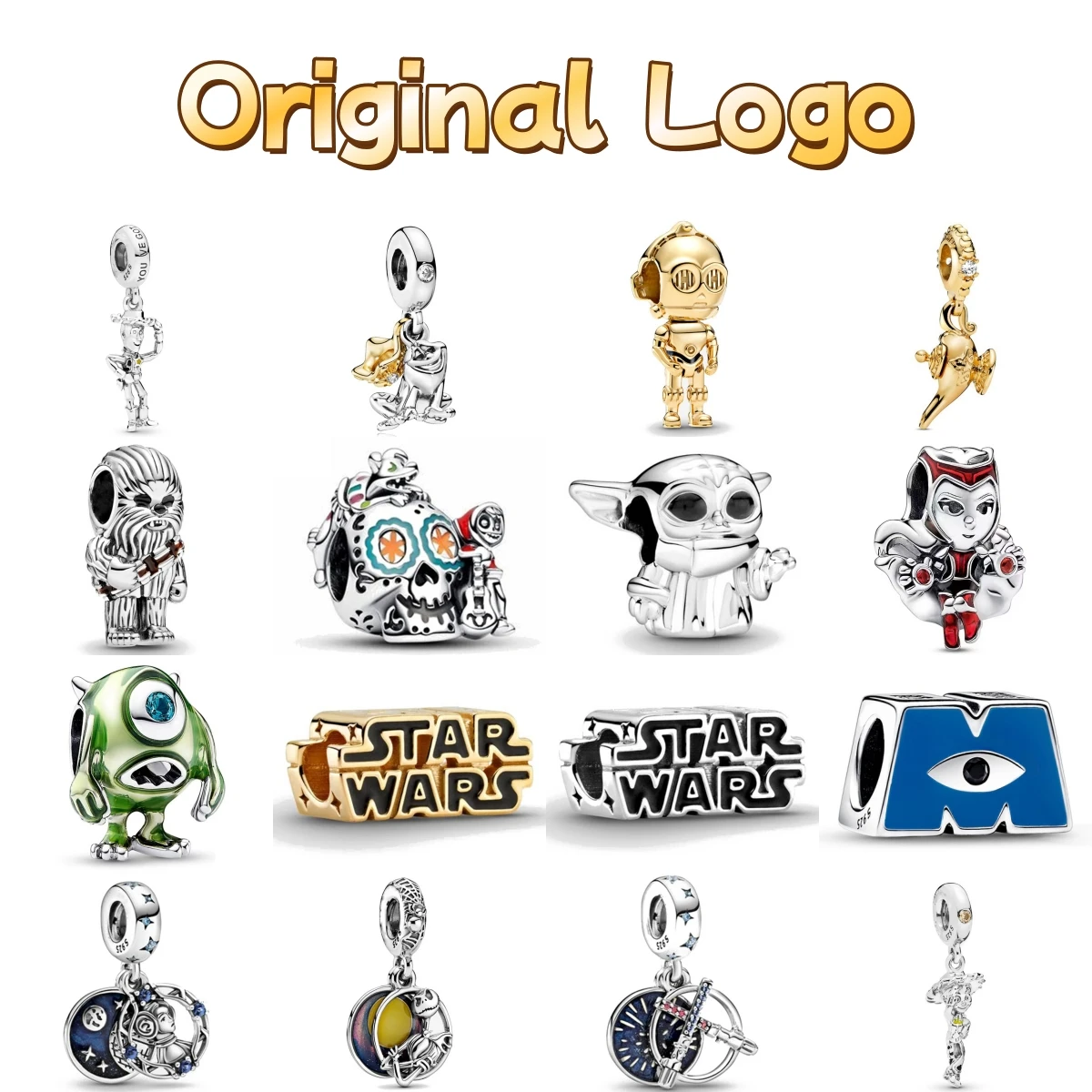 New 925 Silver Disney's Coco Monsters University Pendants Charms Beads Fit Original Pandora Bracelet DIY Jewelry For Women 2024