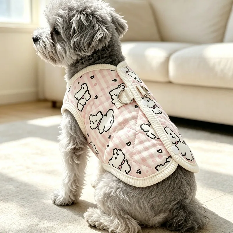 

Cartoon Dog Winter Jacket - Warm Open-Back Cotton Coat for Bichon Frise & Teddy, Fashionable Puppy Clothing