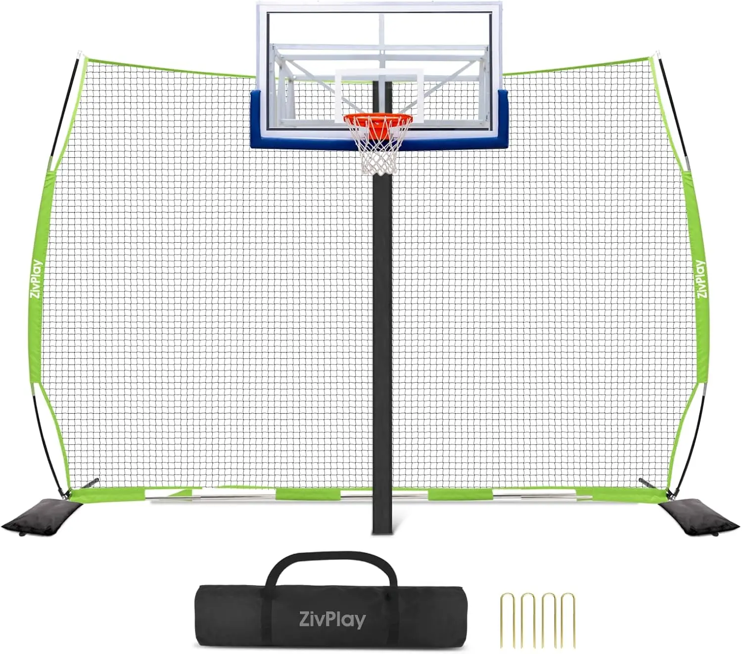 

Сетка-ловец Баскетбольная сетка для спинки Баскетбольная барьерная сетка для заднего двора 12x10 футов Отбойник для защиты отскока и возврата баскетбольного мяча