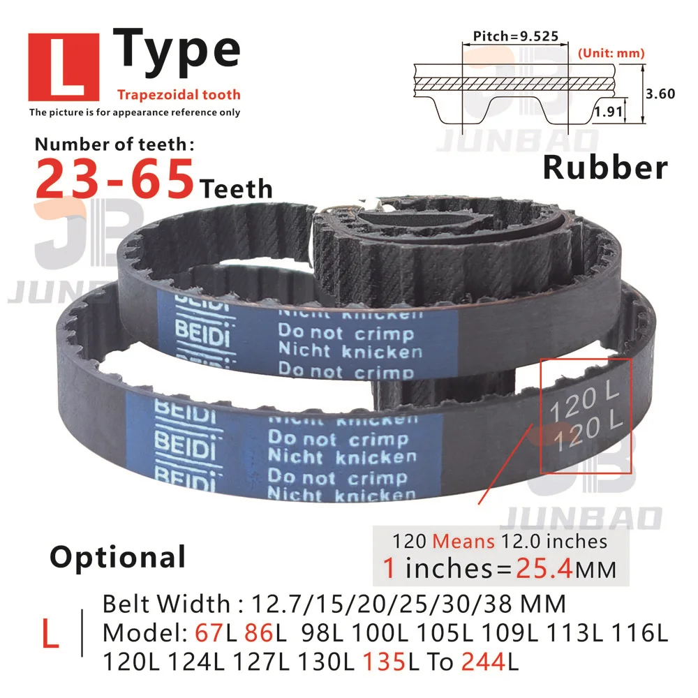 

L-Type Timing Belt 67L - 244L Model,High Precision & Durable | Industrial Rubber Synchronous Toothed Belts for Transmission
