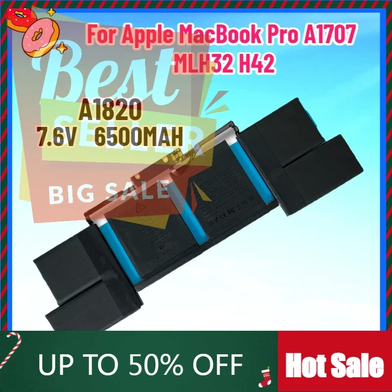 New A1707 A1820 Battery for MacBook Pro 15 Inch 2016 2017 Touch Bar Version Model A1707 EMC 3162 3072 7.6V 6500MAH