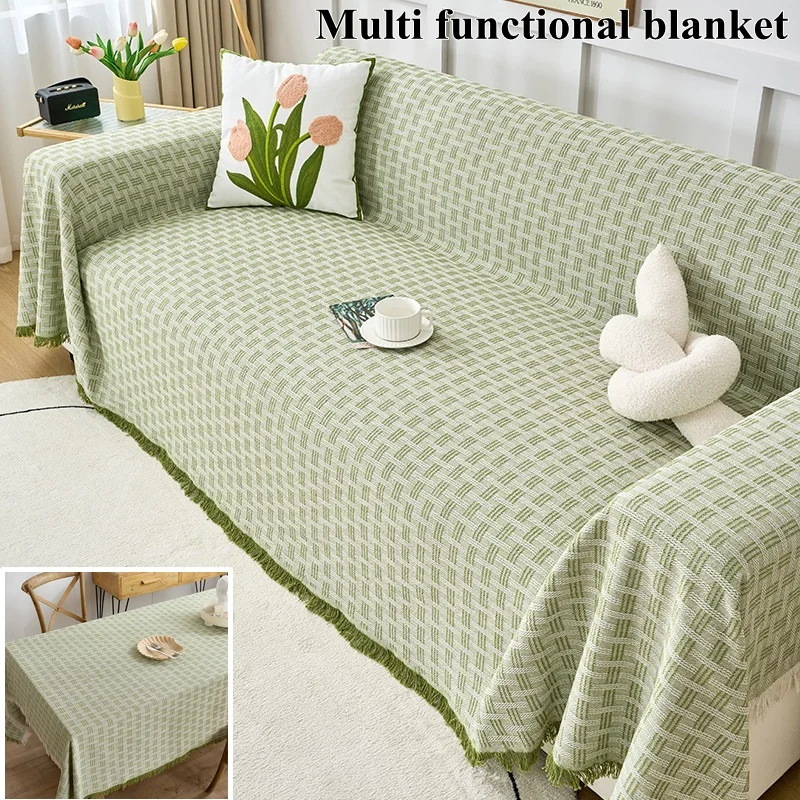 

1PC Cotton Linen Sofa Throw Blanket All Seasons Universal Luxury Couch Towel Camping Picnic Mat Lunch Blanket for Kitchen 쇼파패드