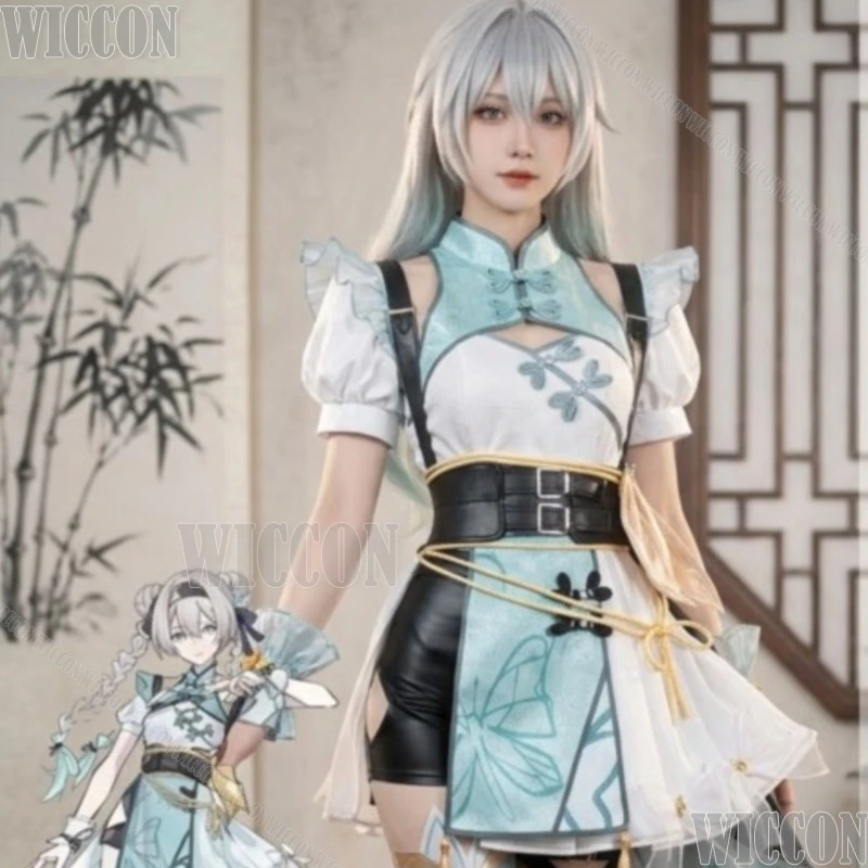 

Firefly Cosplay Dress Wig Honkai Star Rail Uniform Pantyhose Headwear Chinese Hanfu Inspired Outfit Gradient Comic Con Festival