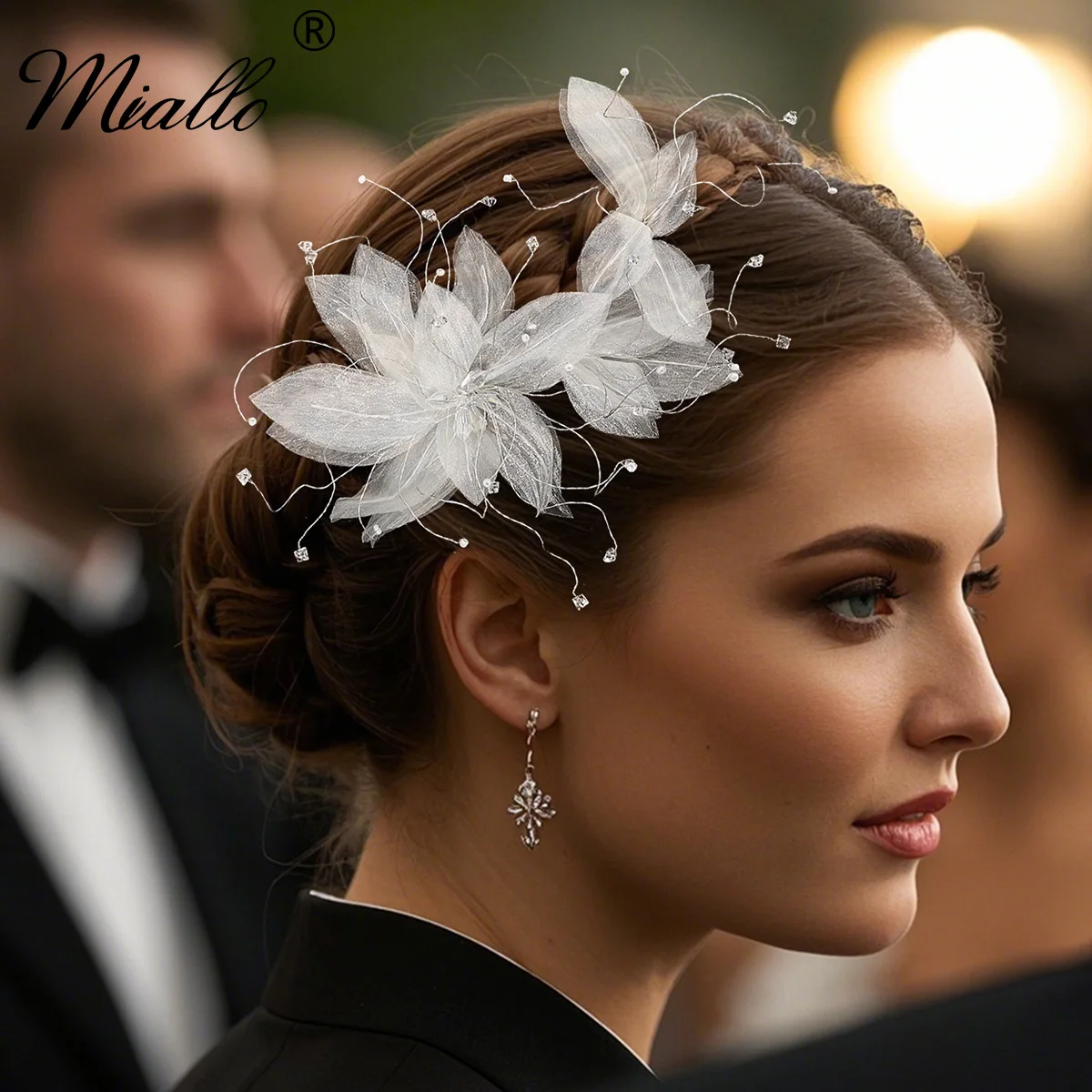 

Miallo 2pc Fashion Flower Crystal Copper Wire Hair Clip Set Mori Elegant Woman's Hairpin Headdress Hair Accessories As Gifts