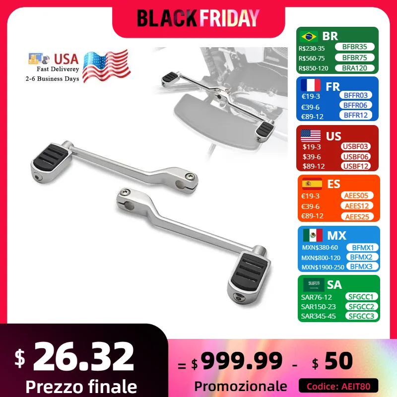 Колодки переключения передач FOVPLUE, передние и задние рычаги с колышками переключения передач для мотоцикла Harley 1986-2017 FL Softail 1988-2024 Road King