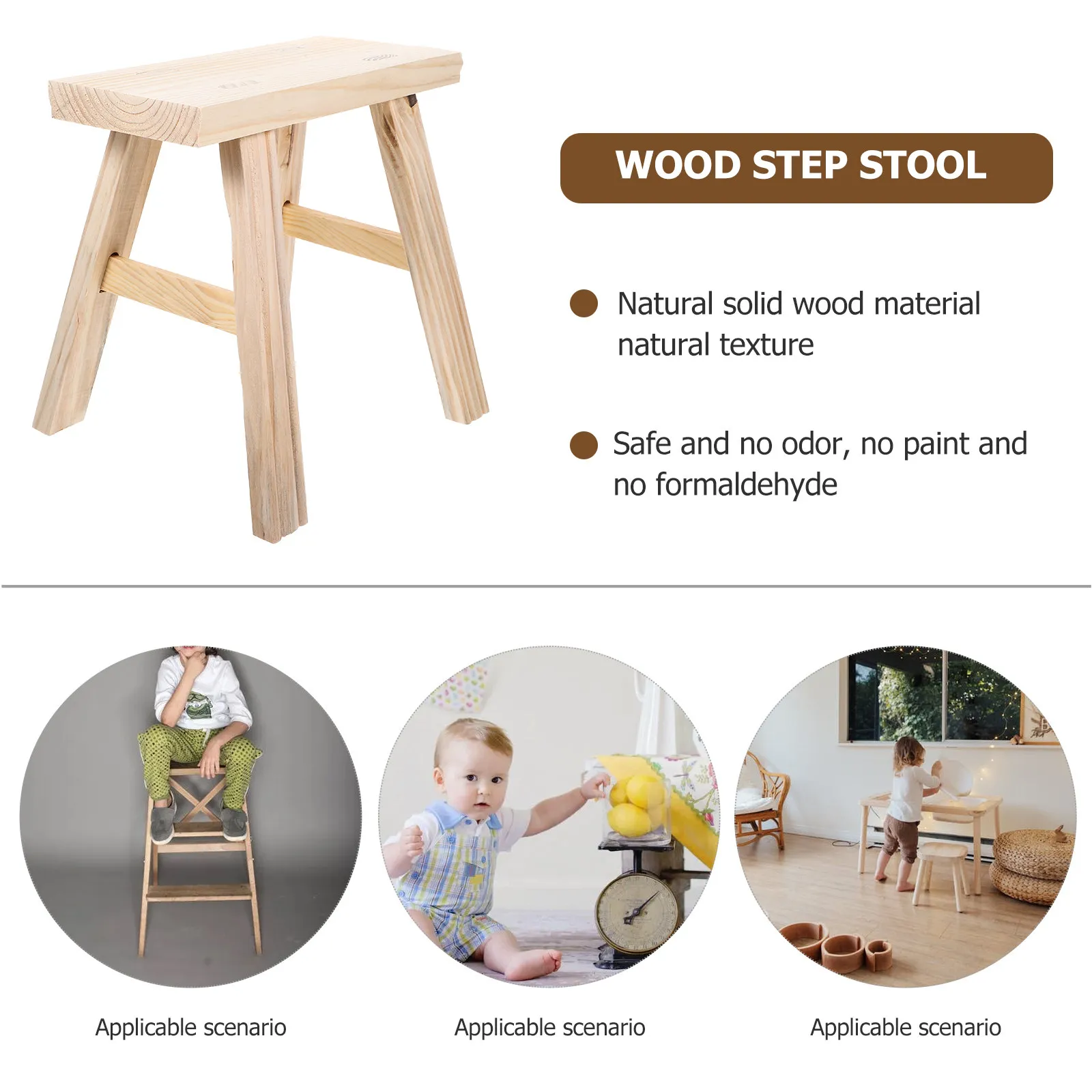 Solid Wood Stool 27x15x26 Unpainted Tray Foot Pad Shoes Step Table Indoor Small Wooden Stools Bathroom Non