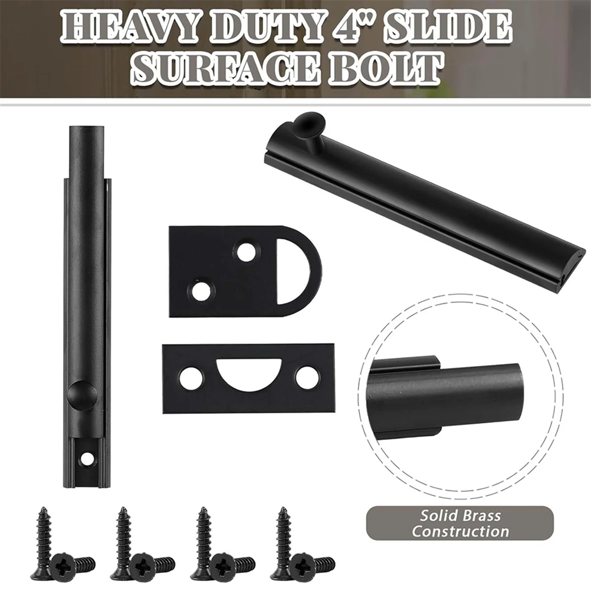 

Y31A 4 Set Slide Bolt Latch Lock Bolt Door Slide Bolt Door Latches for Top of Door Slide Latch Lock Black