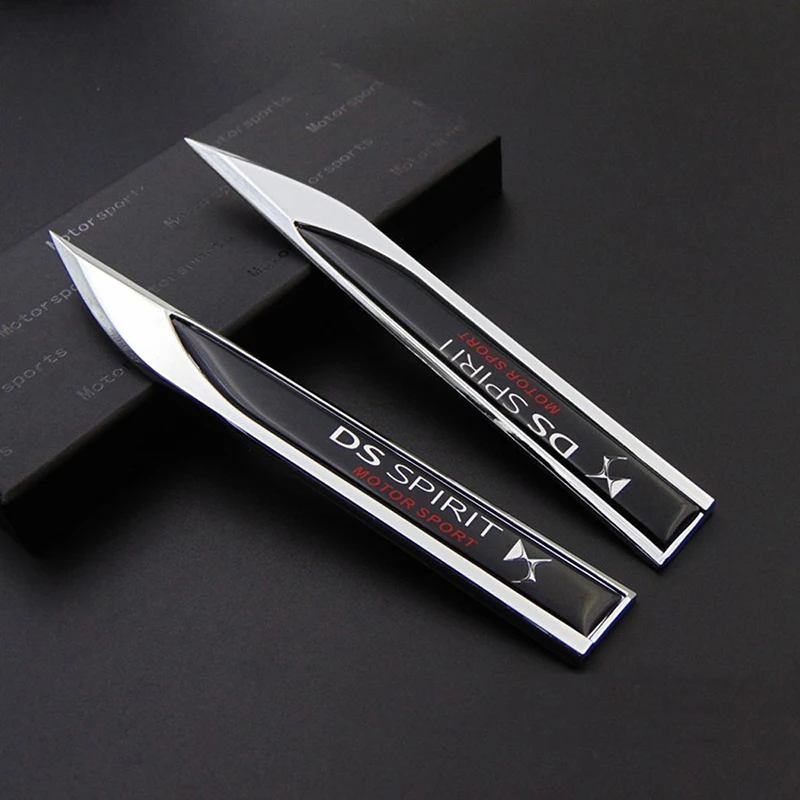 Pair DS Spirit Car Side Fender Emblem 3D Blade Sticker for DS3 DS4 DS5 Auto Exterior Accessories Easy Install
