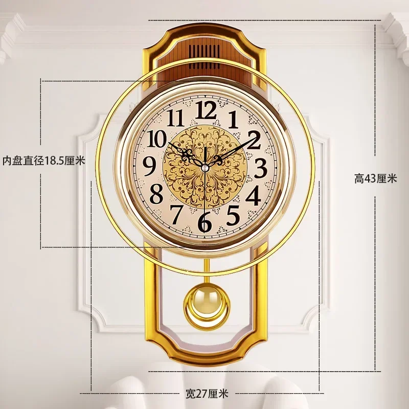 Vintage Pendulum Clock Silent Wall Clock Home Decor Luxury Wall Art 3D Watches Bedroom Living Room Modern Home Decoration