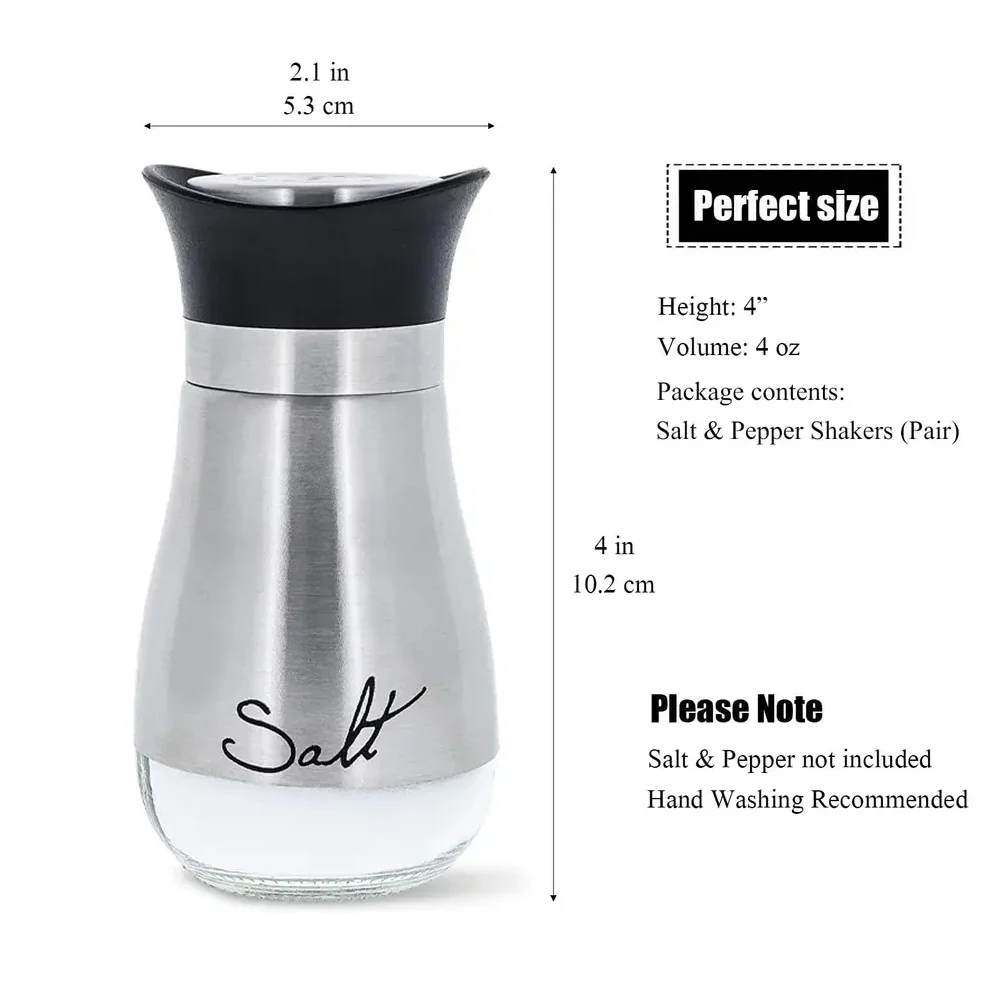 Factory Sale Salt and Pepper Shakers Set Glass Bottom with Stainless Steel Lid for Kitchen Cooking Table Bulk Quantity