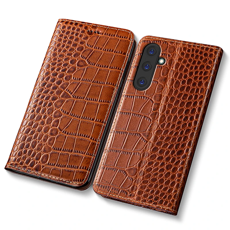 

For Samsung Galaxy A10 A20 A30 A40 A50 A70 A80 A90 4G 5G Case Crocodile Genuine Leather Flip Cover