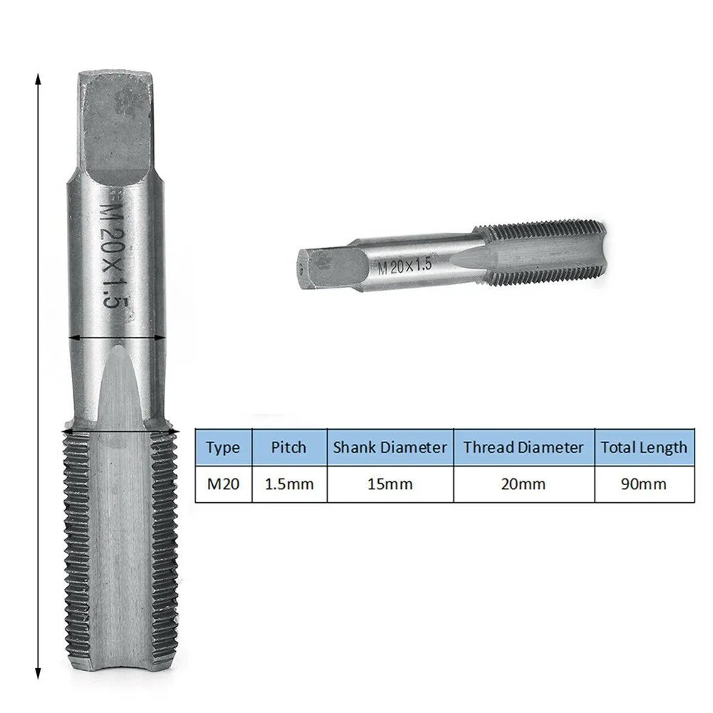 torneiras de aco de alta velocidade hss plug right tap taper x e 15 a 20 mm acessorio duravel metrico mais novo m20 x 15 mm 01