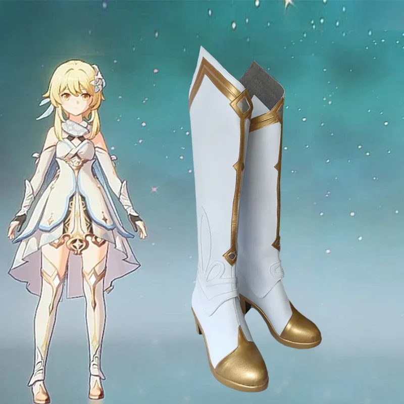 Novo jogo genshin impacto jogador versão original cosplay sapatos viajante lumine botas extravagantes feitos sob encomenda