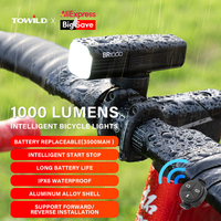 TOWILD Bicycle Light 1000LM 3500mAh Battery Replaceable Smart Front Bike Light IPX6 Flashlight MTB Cycling Highlight Headlights