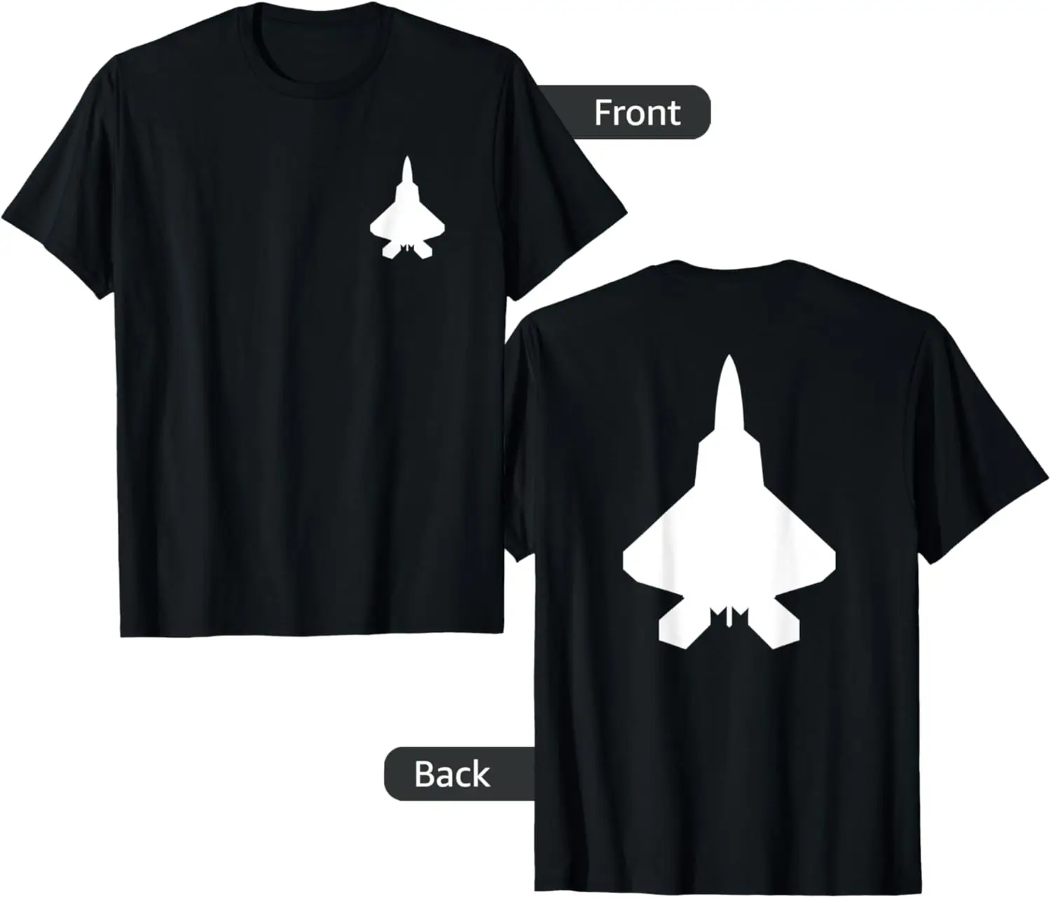 F-22 Raptor Fighter Jet Top View Silhouette T-Shirt Short Sleeve Casual 100% Cotton Shift