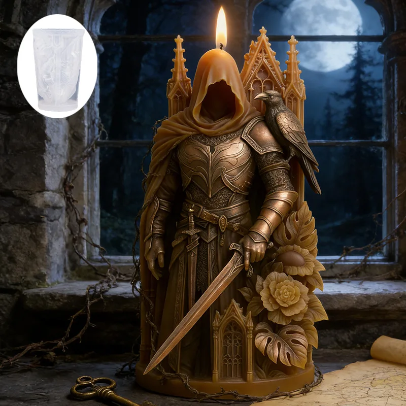 

Силиконовая форма для ароматических свечей «Рыцарь и Ворон», для изготовления диффузоров, камней и изделий из эпоксидной смолы, для домашнего декора